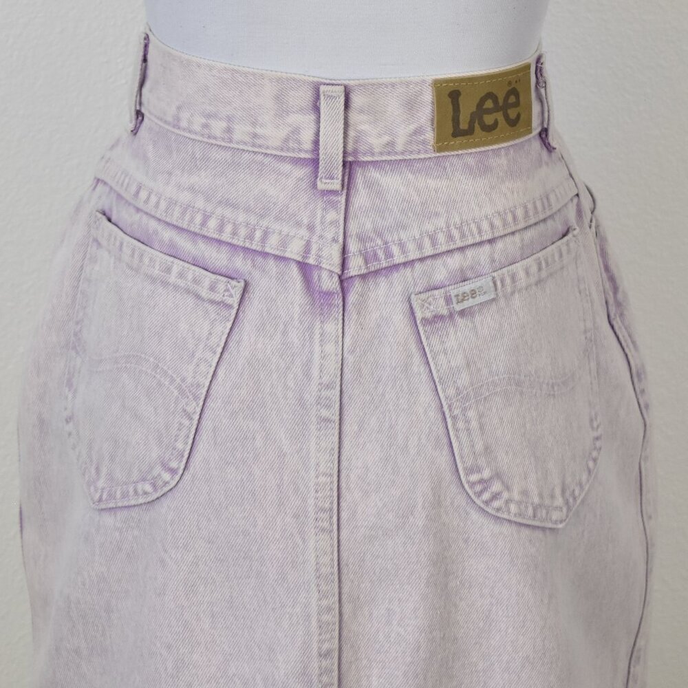 Vintage 80s LEE Denim Acid Wash Purple Pencil Skirt - 7 - Picture 6 of 11